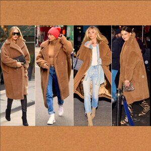 LA Coalition Camel Teddy Long Line Coat Size L